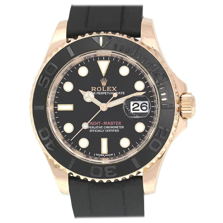 Rolex 116655 Yacht Master Black Dial on Rubber Strap Watch at 1stDibs ...