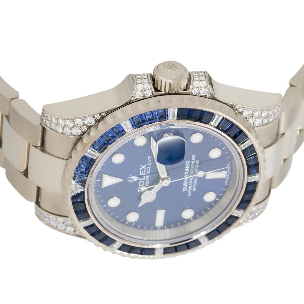 Rolex 116659SABR Submariner 18 Karat Sapphire & Diamond Watch For Sale 2