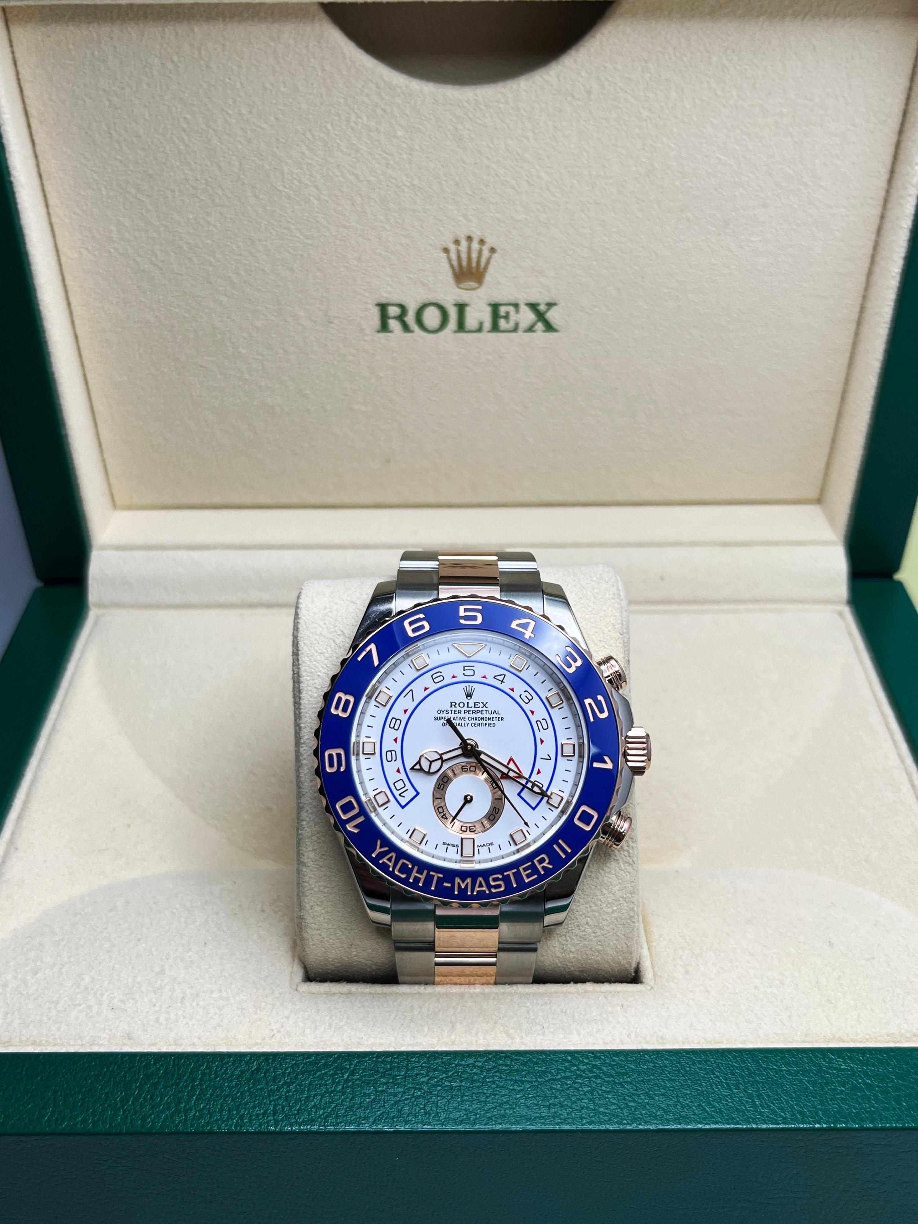 Rolex 116681 Yacht Master II Acero y Oro Everose 44mm Caja Papeles 2021 en Excelente Estado en San Diego, CA