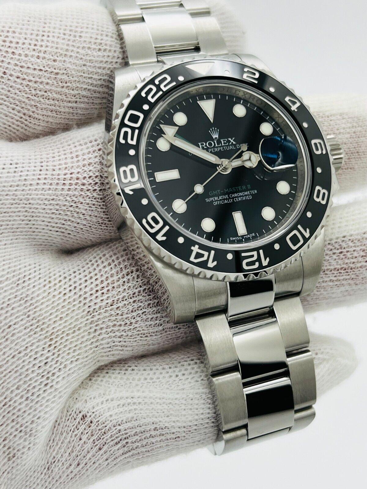  Rolex 116710 GMT Master II Black Ceramic Stainless Steel Box Paper 2011 For Sale 2
