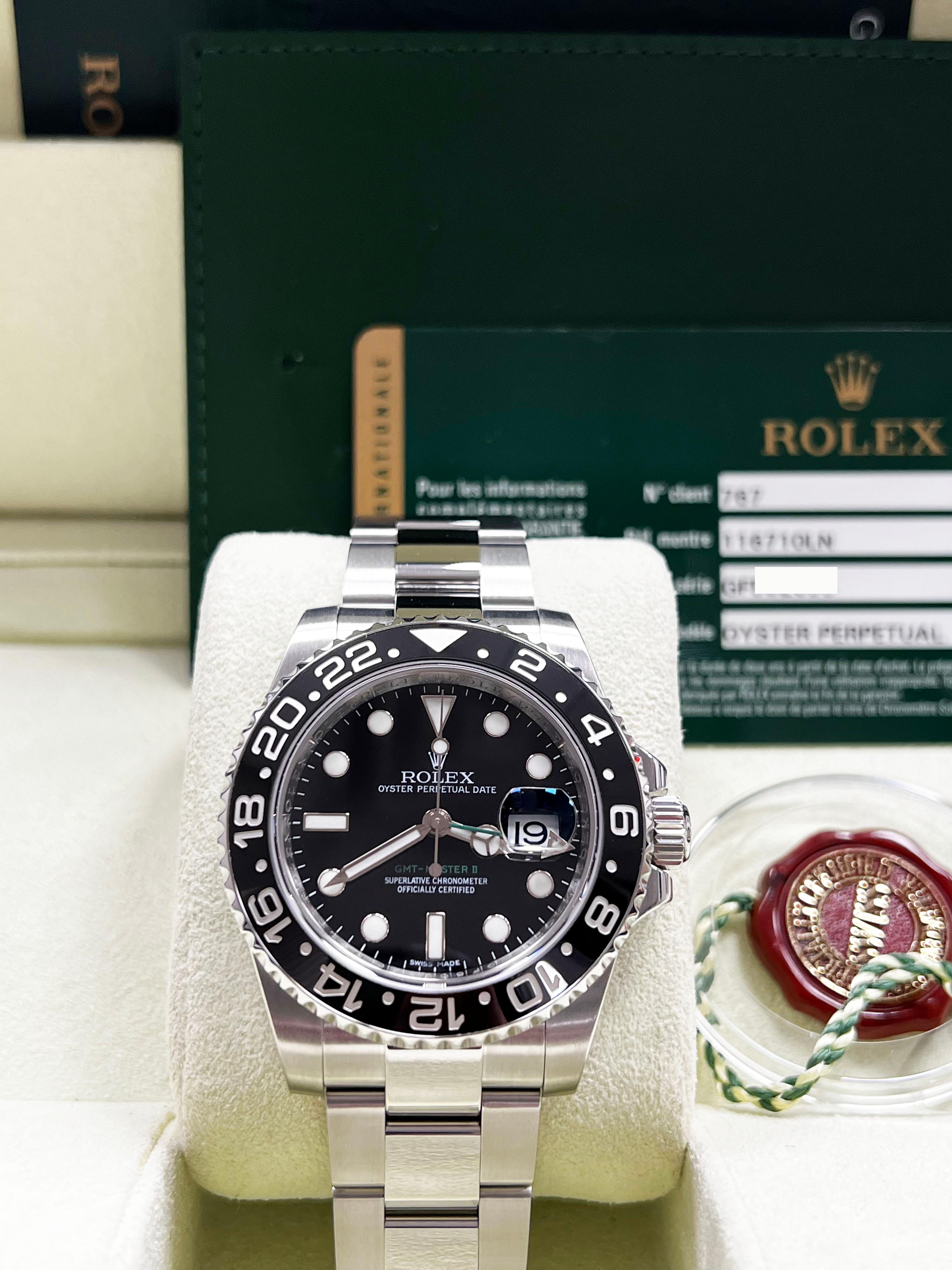  Rolex 116710 GMT Master II Black Ceramic Stainless Steel Box Paper 2011 For Sale 3