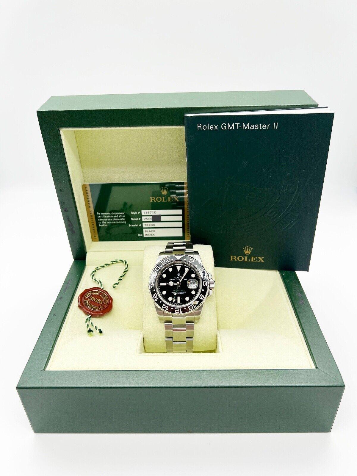 Rolex 116710 GMT Master II Schwarzes Keramik-Edelstahl-Box-Papier aus Edelstahl Herren