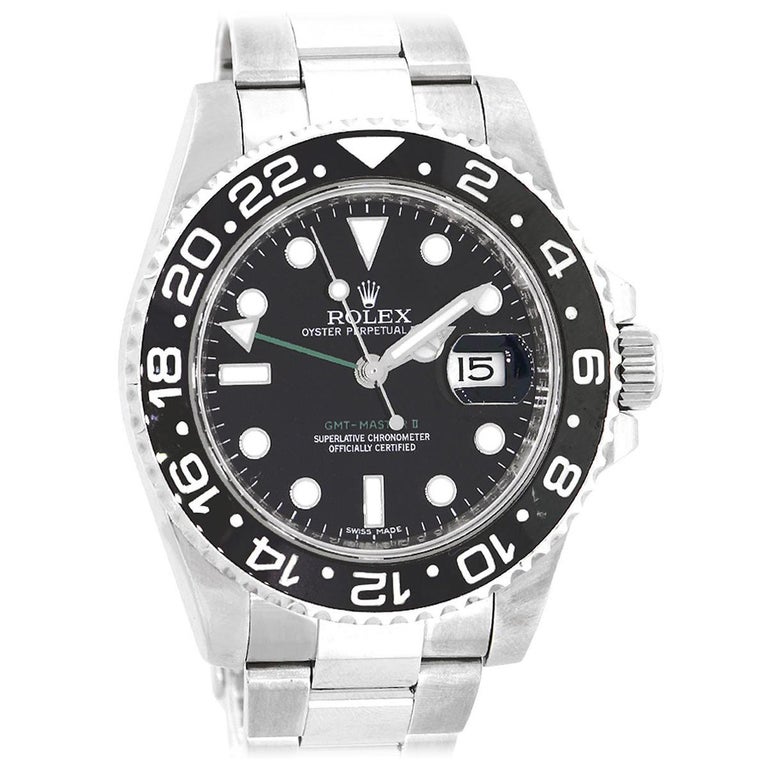 Rolex 116710 GMT Master II Ceramic Bezel Black Dial Watch at 1stDibs ...