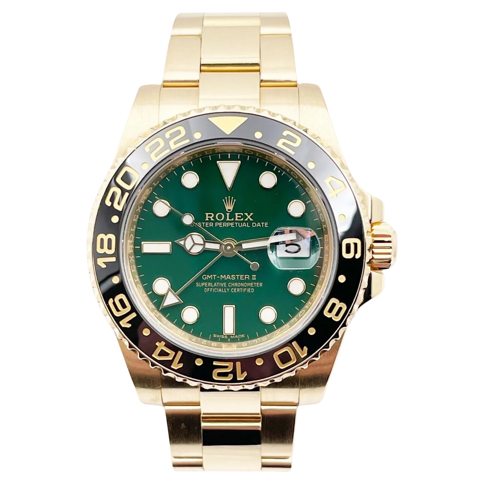 Rolex 116718 GMT Master II Esfera Verde Bisel Cerámico Negro 40mm Oro Amarillo 18K