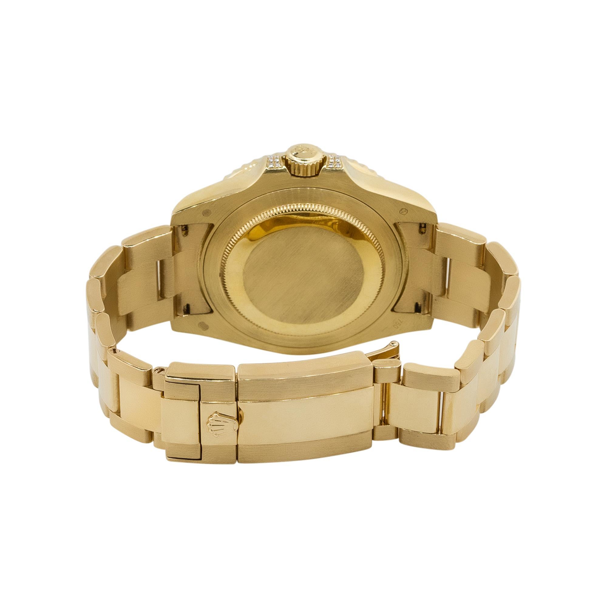 Rolex 116718LN GMT-Master II 18k Gelbgold Diamant-Pavé-Uhr für Damen oder Herren im Angebot