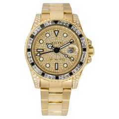 Rolex 116718LN GMT-Master II 18k Yellow Gold Diamond Pave Watch