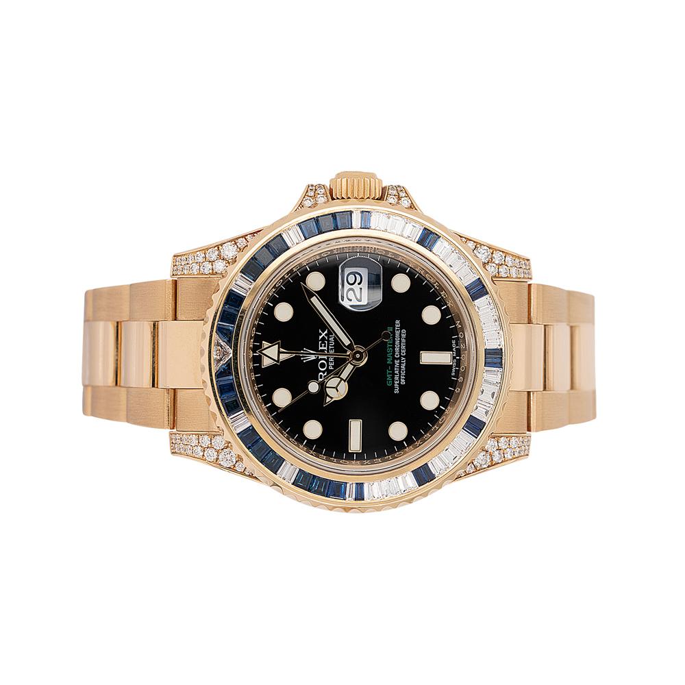 Reloj Rolex 116758SA GMT-Master II 18 Kilates Diamante y Zafiro En Stock en venta 1