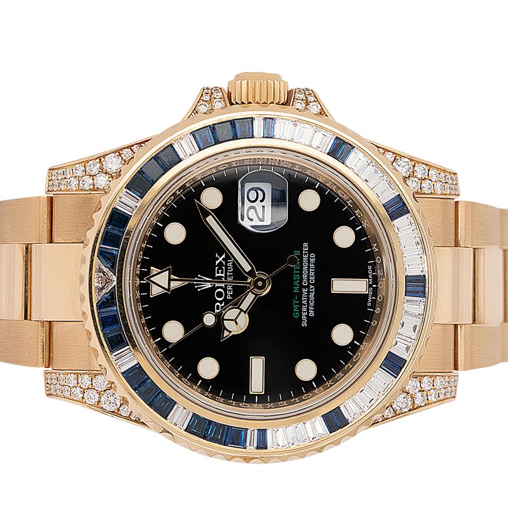 Reloj Rolex 116758SA GMT-Master II 18 Kilates Diamante y Zafiro En Stock en venta 2