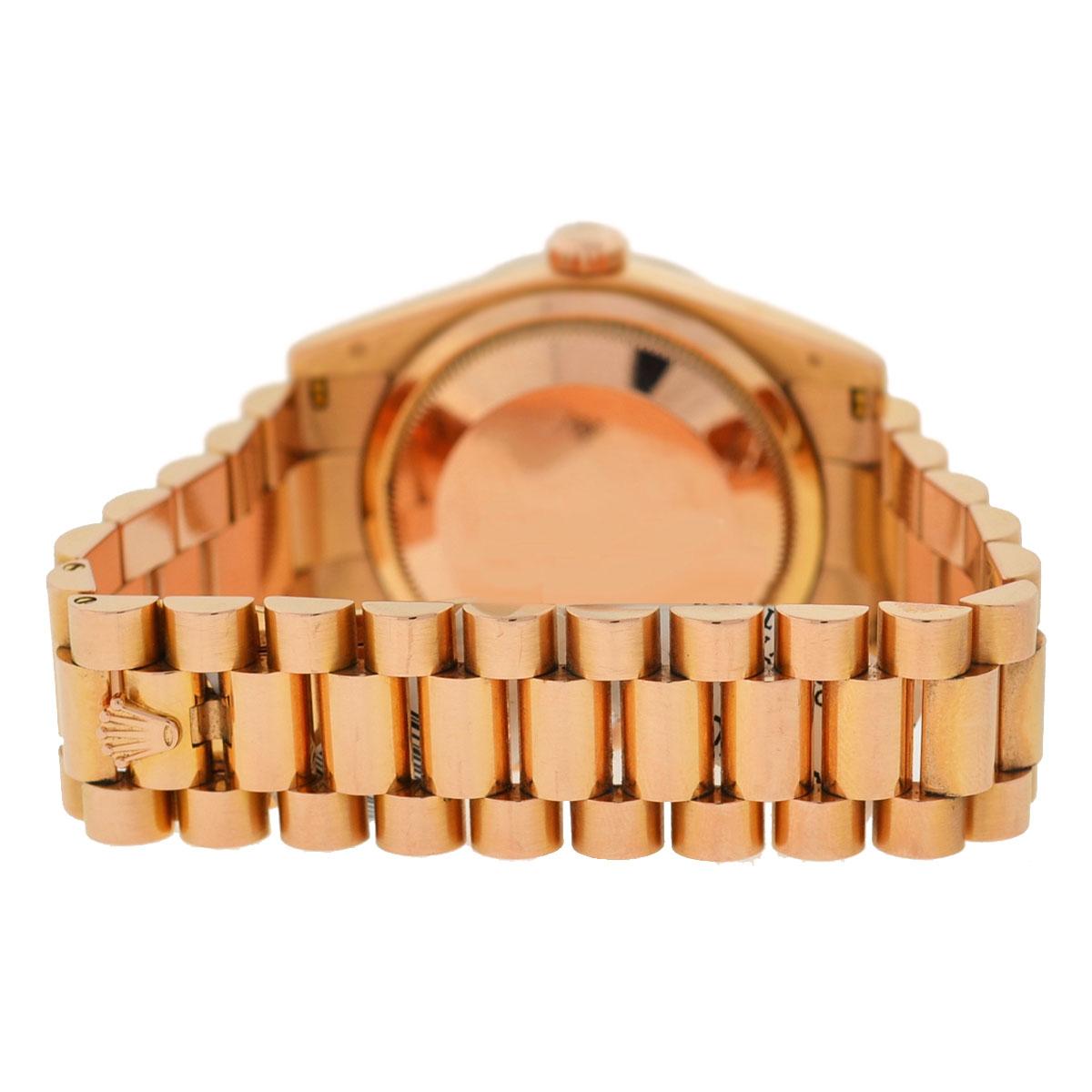 Rolex 118205 Day-Date Pink Roman Dial 18 Karat Rose Gold Women's Watch 2