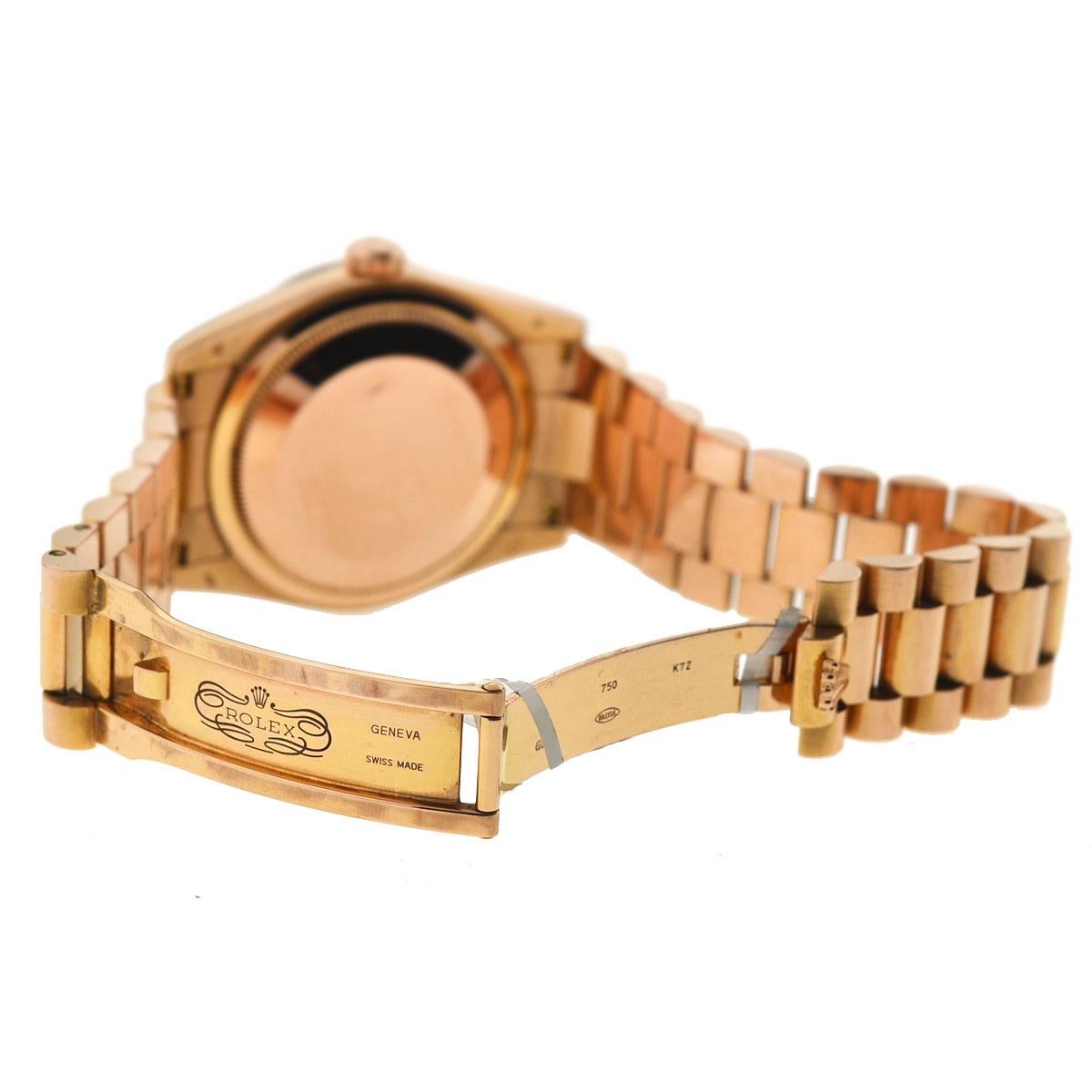 Rolex 118205 Day-Date Pink Roman Dial 18 Karat Rose Gold Women's Watch 3