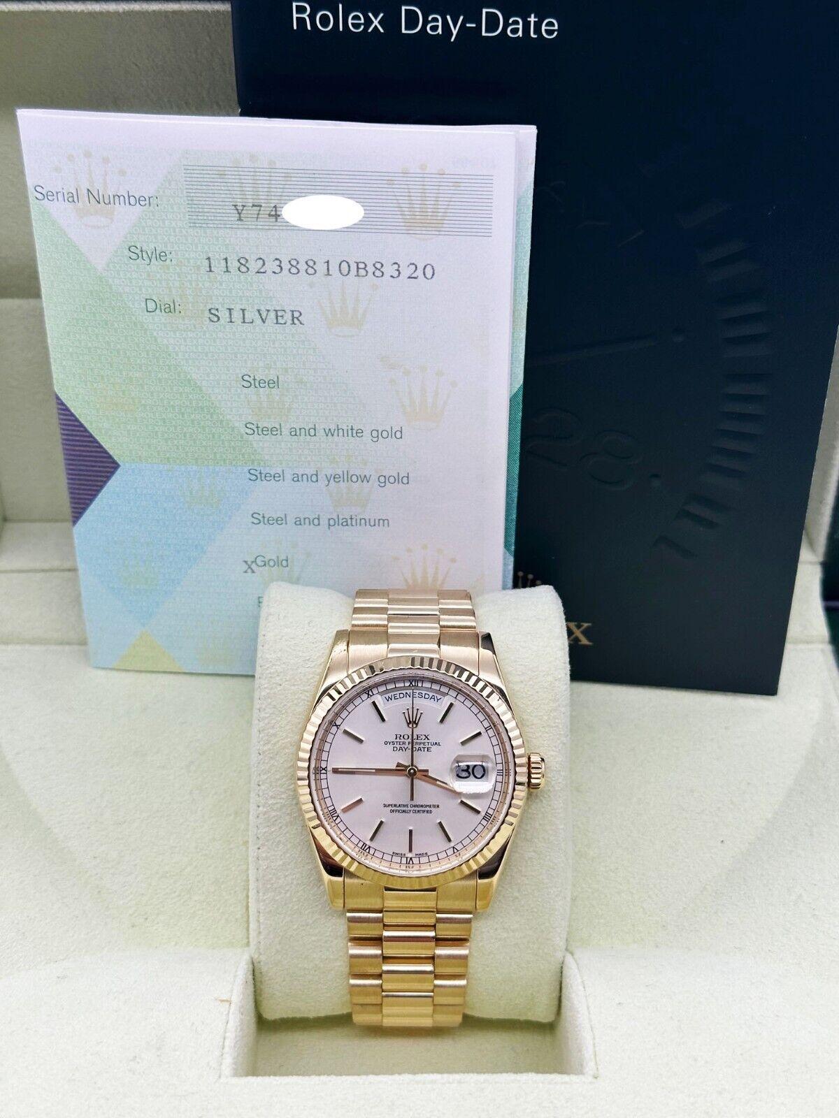 Rolex 118238 President Day Date 18K Yellow Gold Box Paper 2006 1