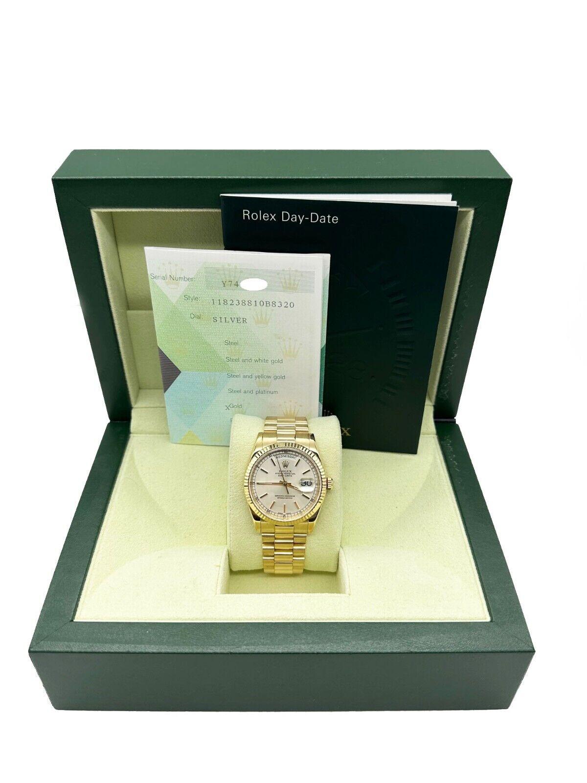 Rolex 118238 President Day Date 18K Yellow Gold Box Paper 2006 2