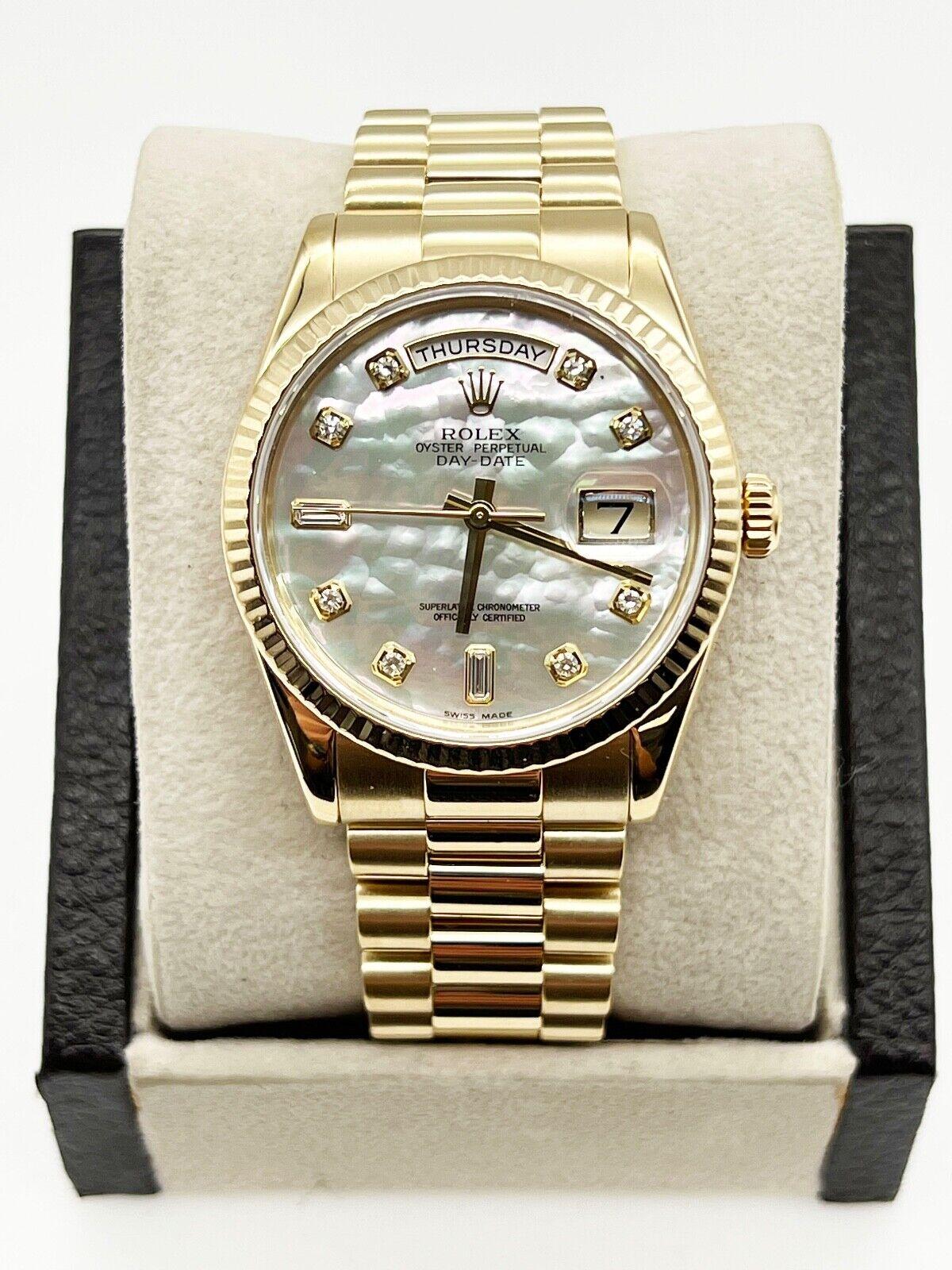 Rolex 118238 President Day Date Factory Mother Of Pearl Diamond Dial 18K Gold 1