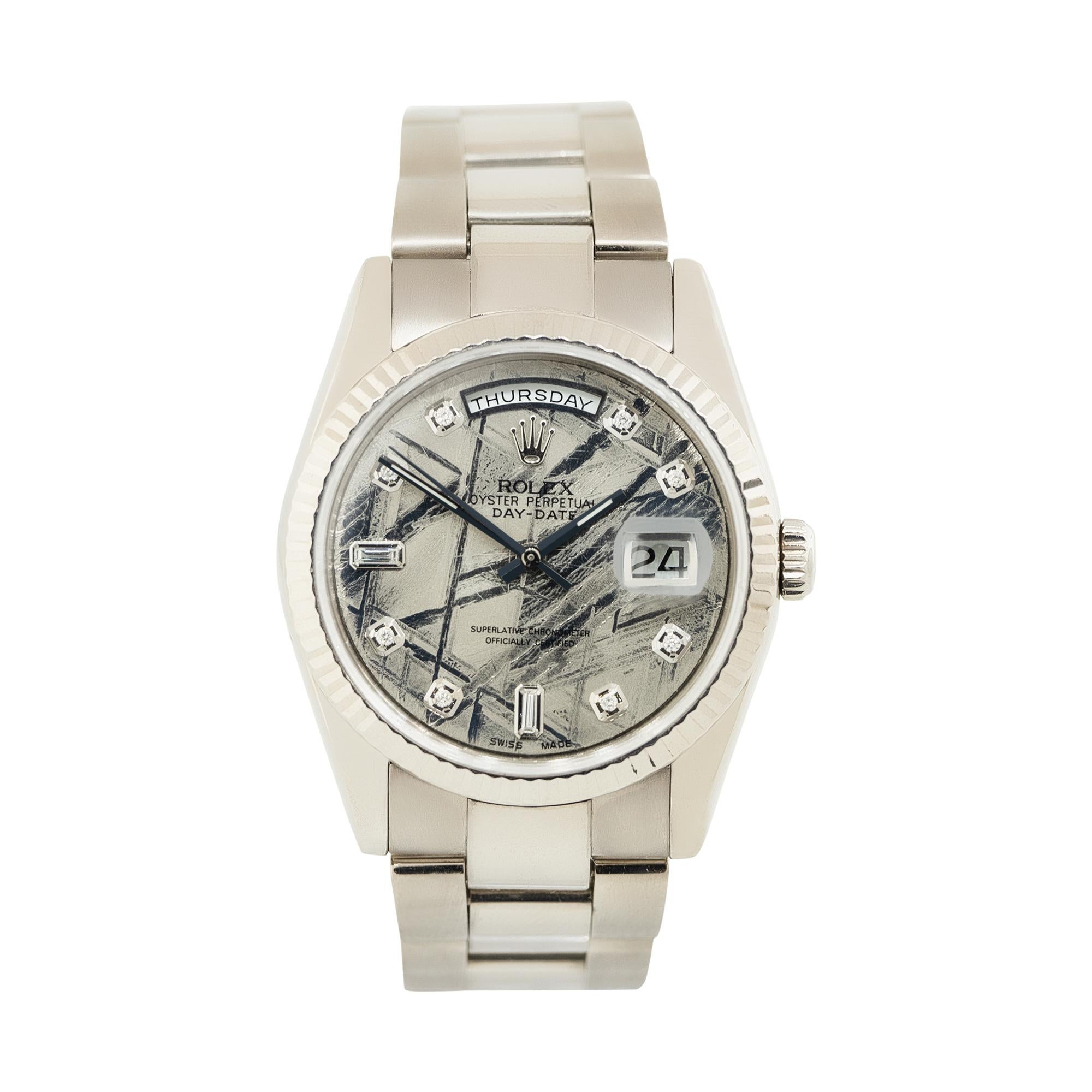 Rolex 118239 Präsident Meteorit Diamant-Zifferblatt 18 Karat Uhr auf Lager (Rundschliff)