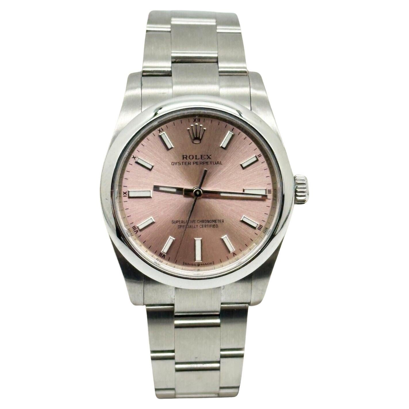Rolex 124200 Oyster Perpetual Pink Dial 34mm Stainless Steel Box Paper 2020 For Sale