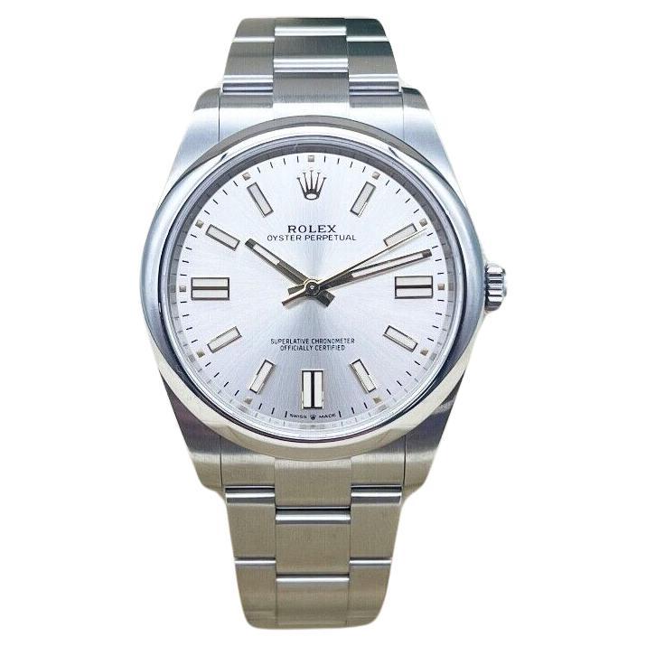 Rolex 124300 Oyster Perpetual 41mm Silver Dial Stainless Steel Box Papers 2021 For Sale