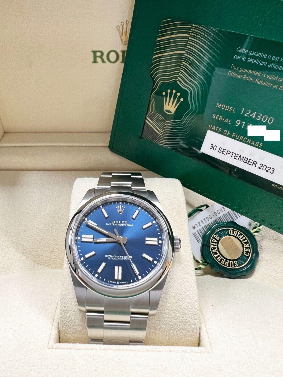Women's or Men's Rolex 124300 Oyster Perpetual Blue Dial Stainless Steel Box Paper 2023