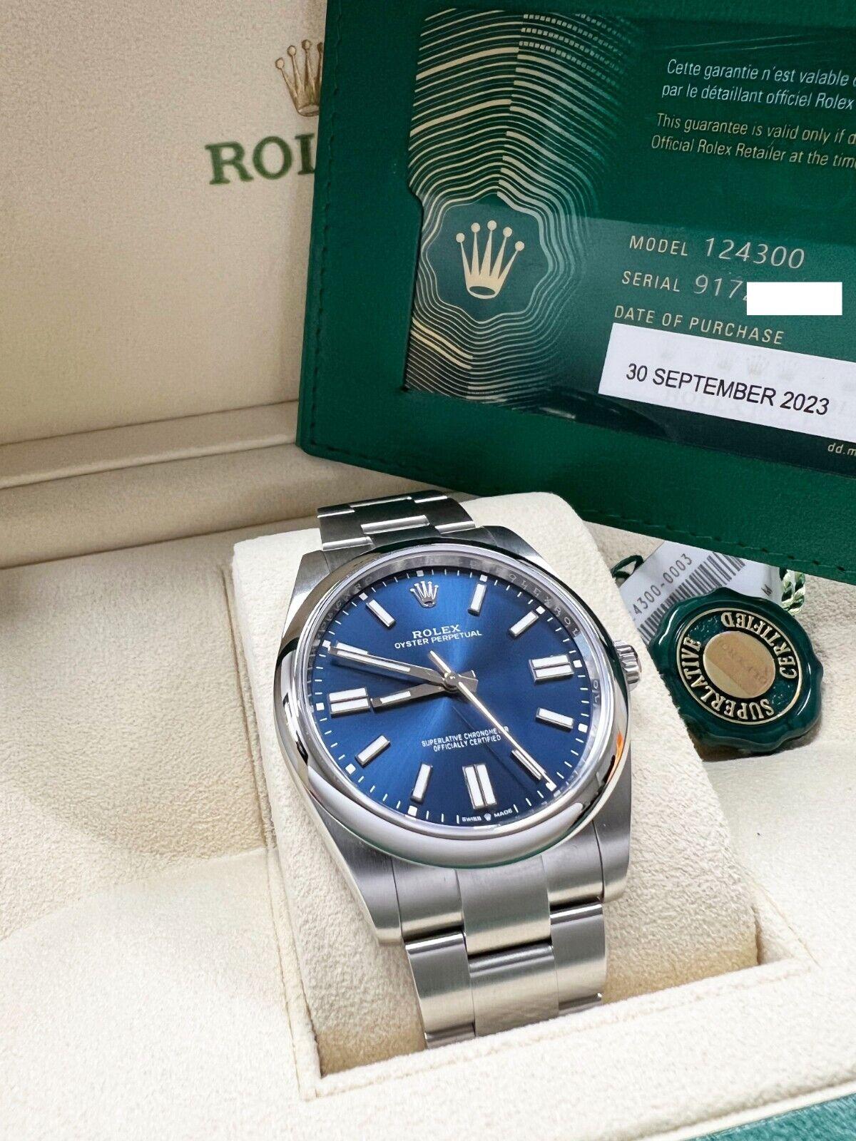 Rolex 124300 Oyster Perpetual Blue Dial Stainless Steel Box Paper 2023 2
