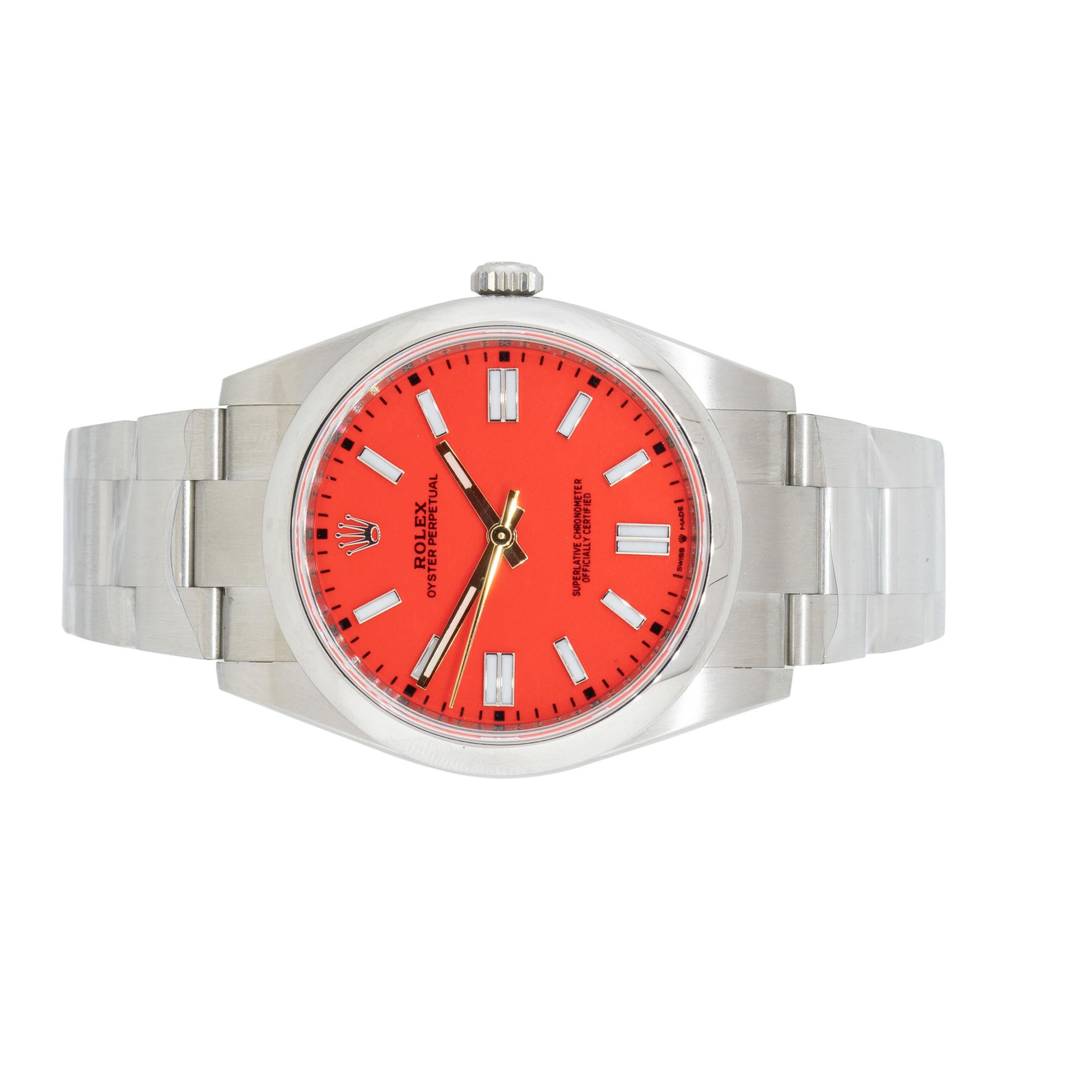 Rolex 124300 Oyster Perpetual Stainless Steel Aftermarket Red Stick Dial Watch For Sale 1