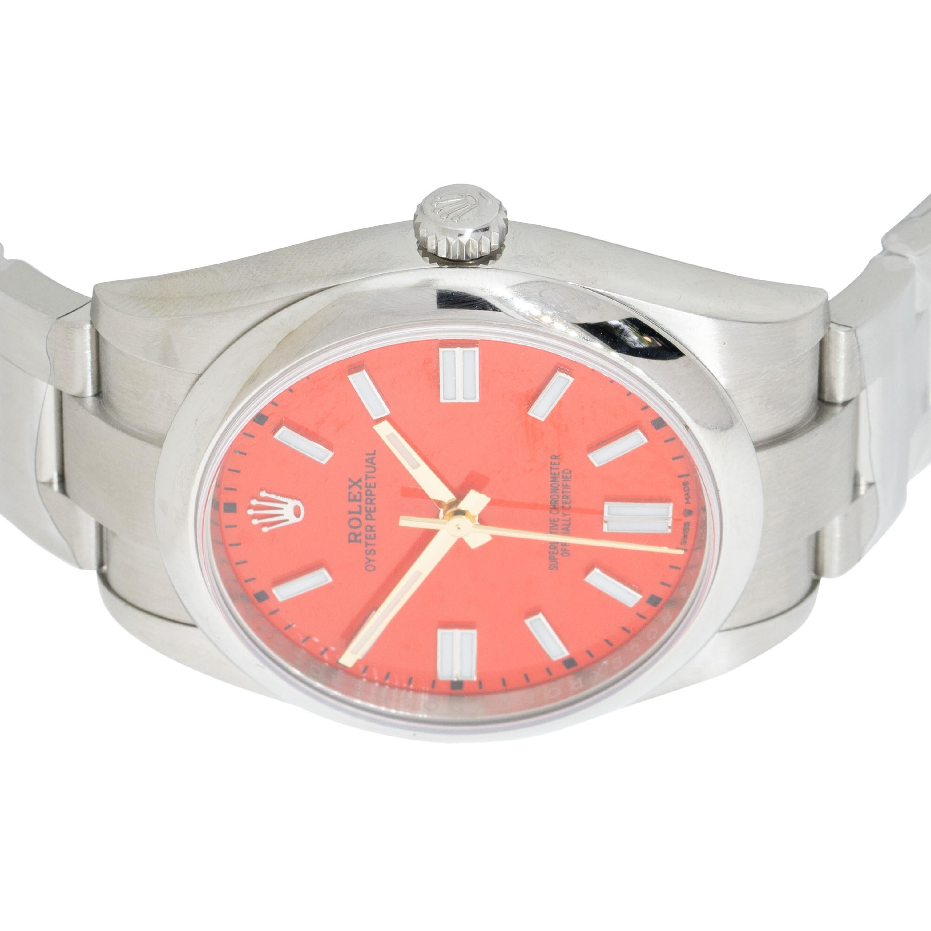 Rolex 124300 Oyster Perpetual Stainless Steel Aftermarket Red Stick Dial Watch For Sale 3