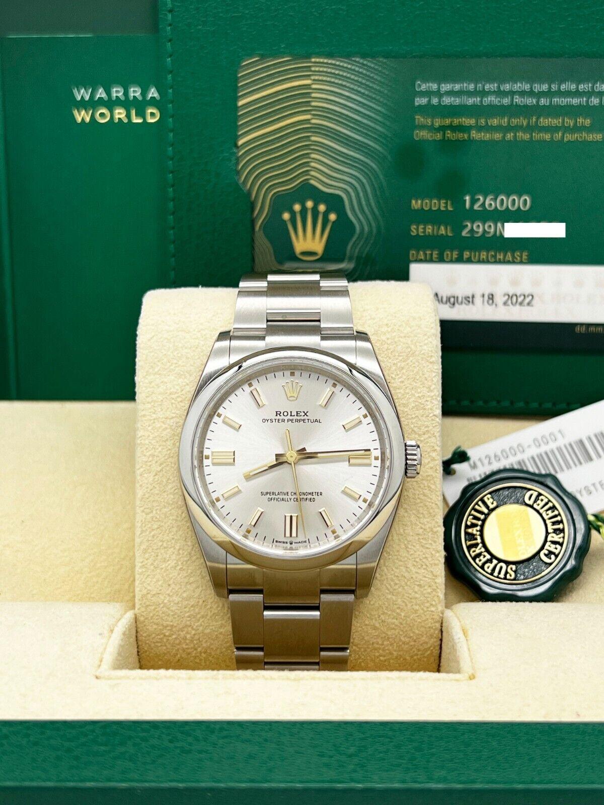 Rolex 126000 Oyster Perpetual 36mm Silver Dial Steel Box Paper Stickers 2022 For Sale 3