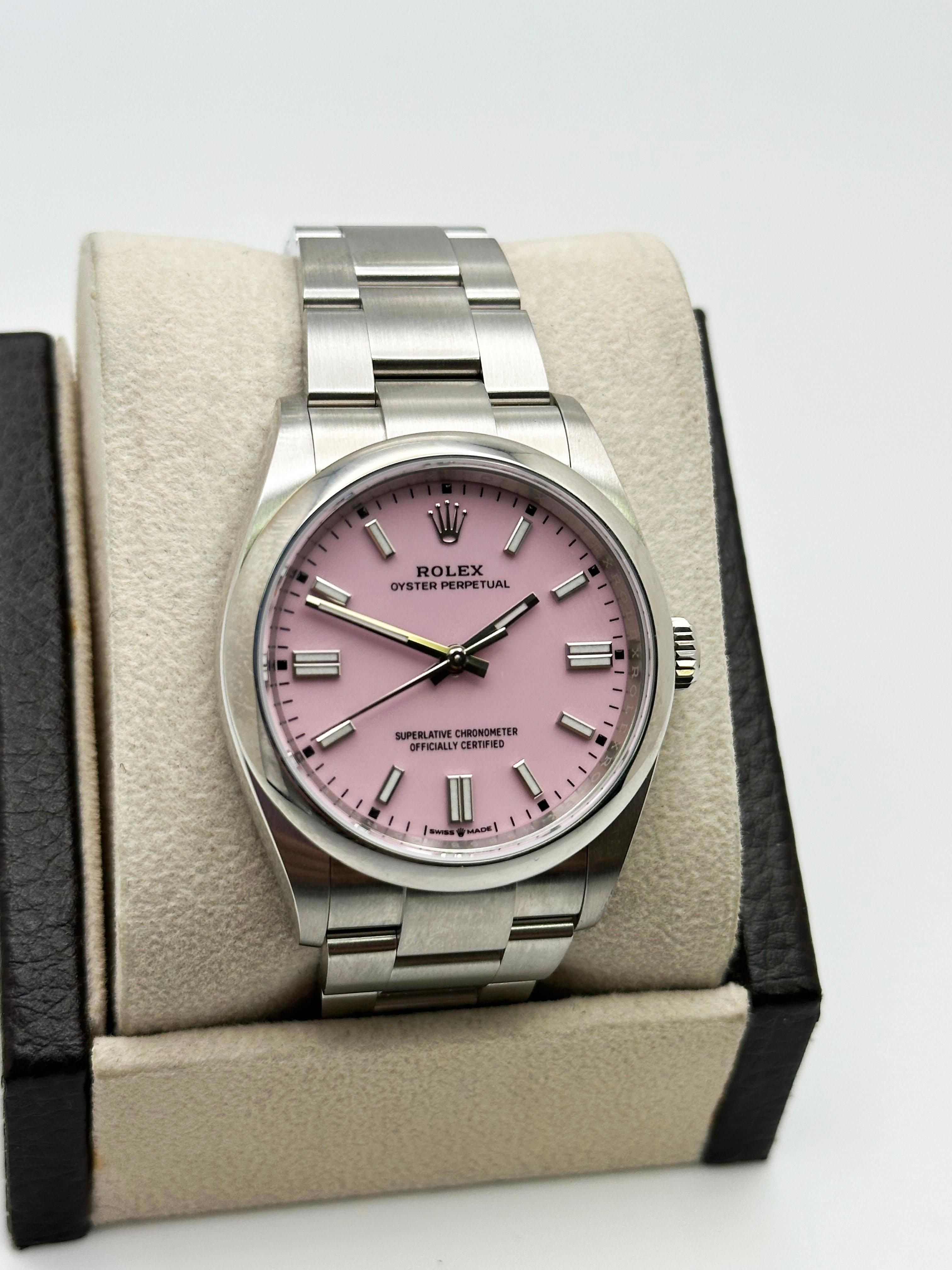 Rolex 126000 Oyster Perpetual Rosa Caramelo Caja Acero Papel 2023 en Excelente Estado en San Diego, CA