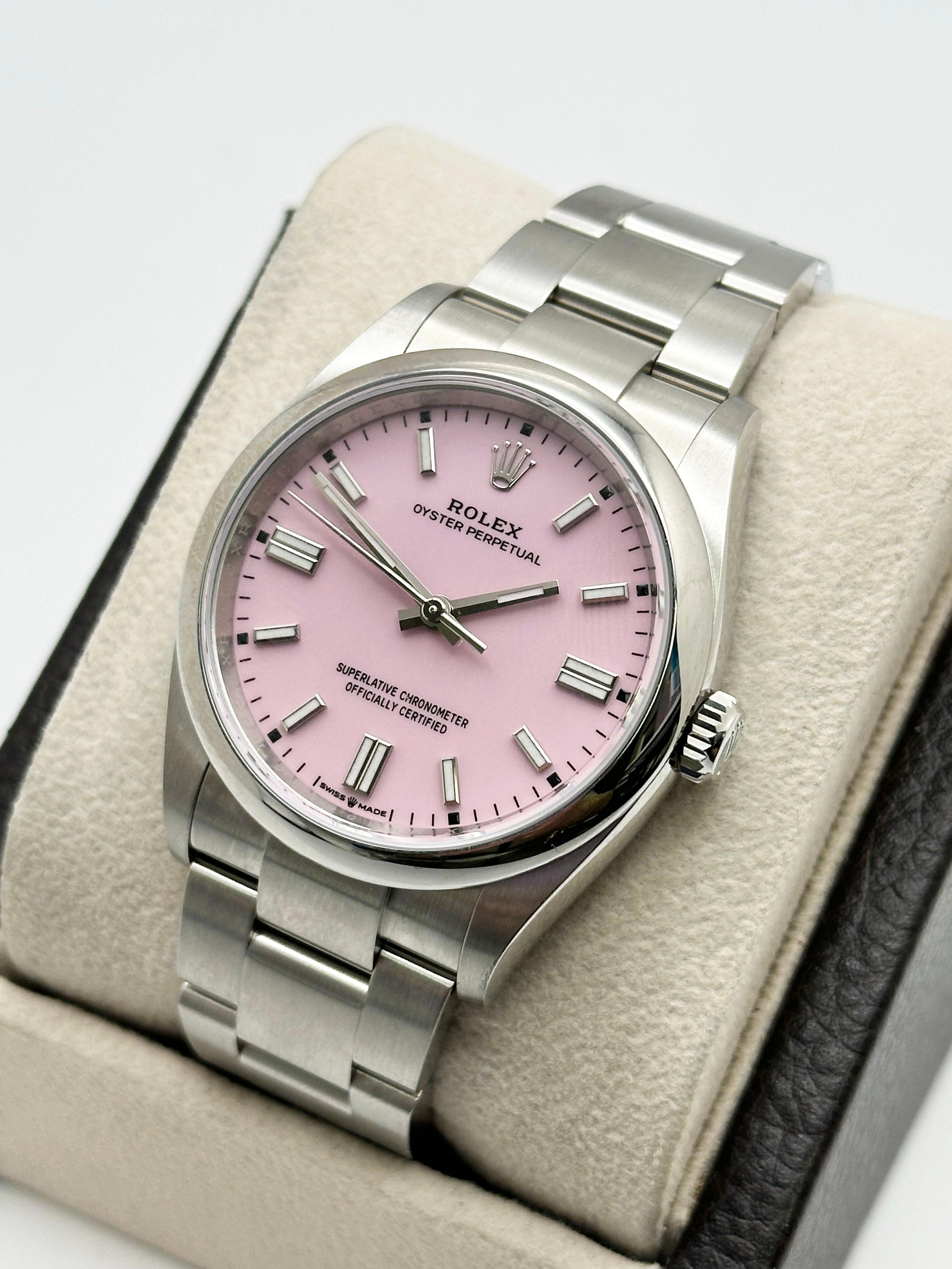 Femenino o masculino Rolex 126000 Oyster Perpetual Rosa Caramelo Caja Acero Papel 2023