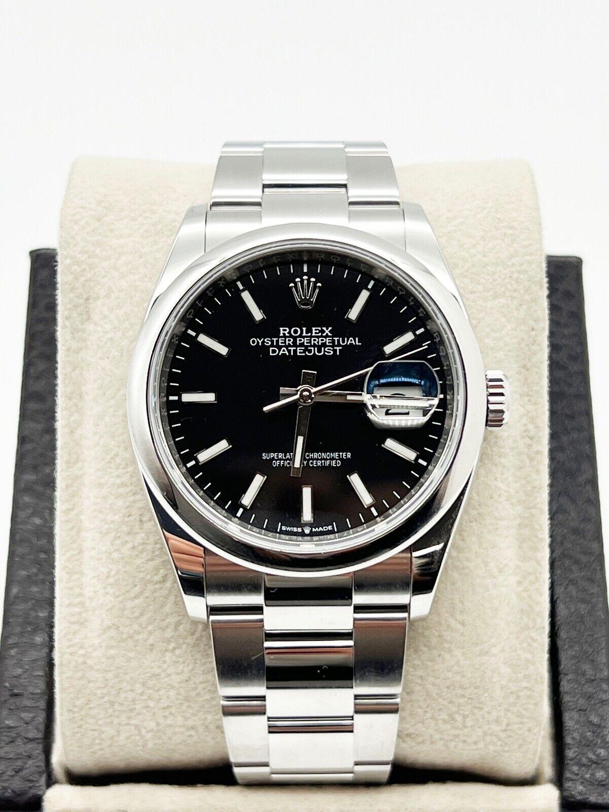 Rolex 126200 Datejust 36mm Schwarzes Zifferblatt Edelstahl Box Papier 2021 2