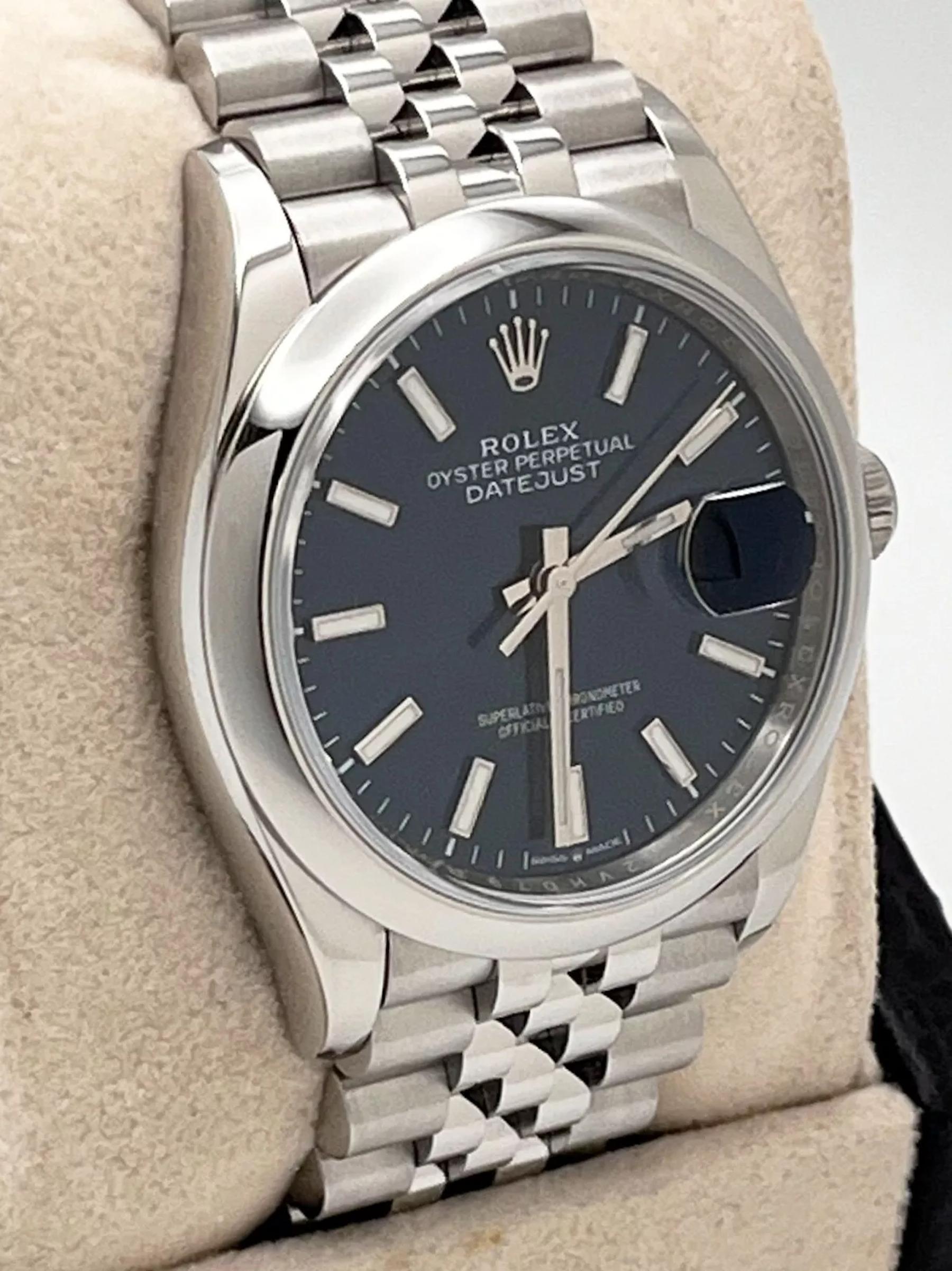 Rolex 126200 Datejust Jubilee 36mm Blue Dial Stainless Steel Box Paper 2021 2