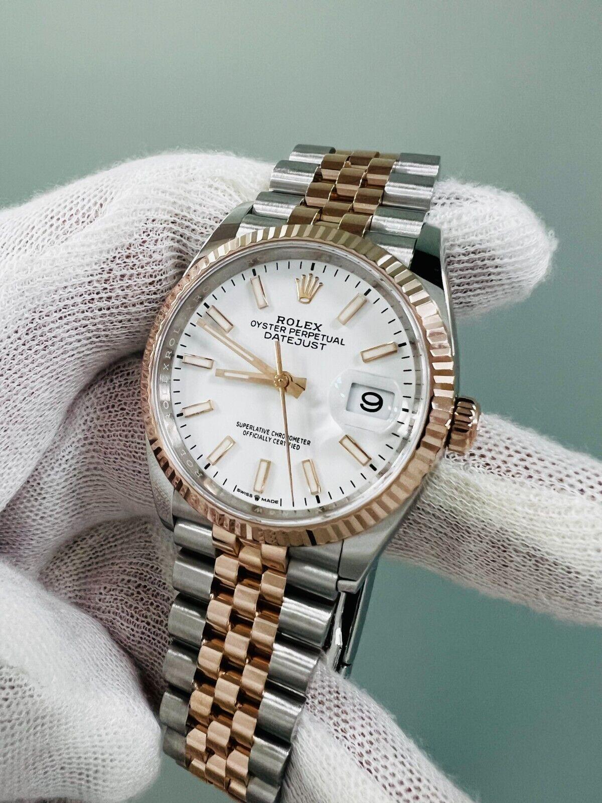 Rolex 126231 Datejust White Dial 18K Rose Gold Stainless Steel Box Paper 2021  For Sale 2