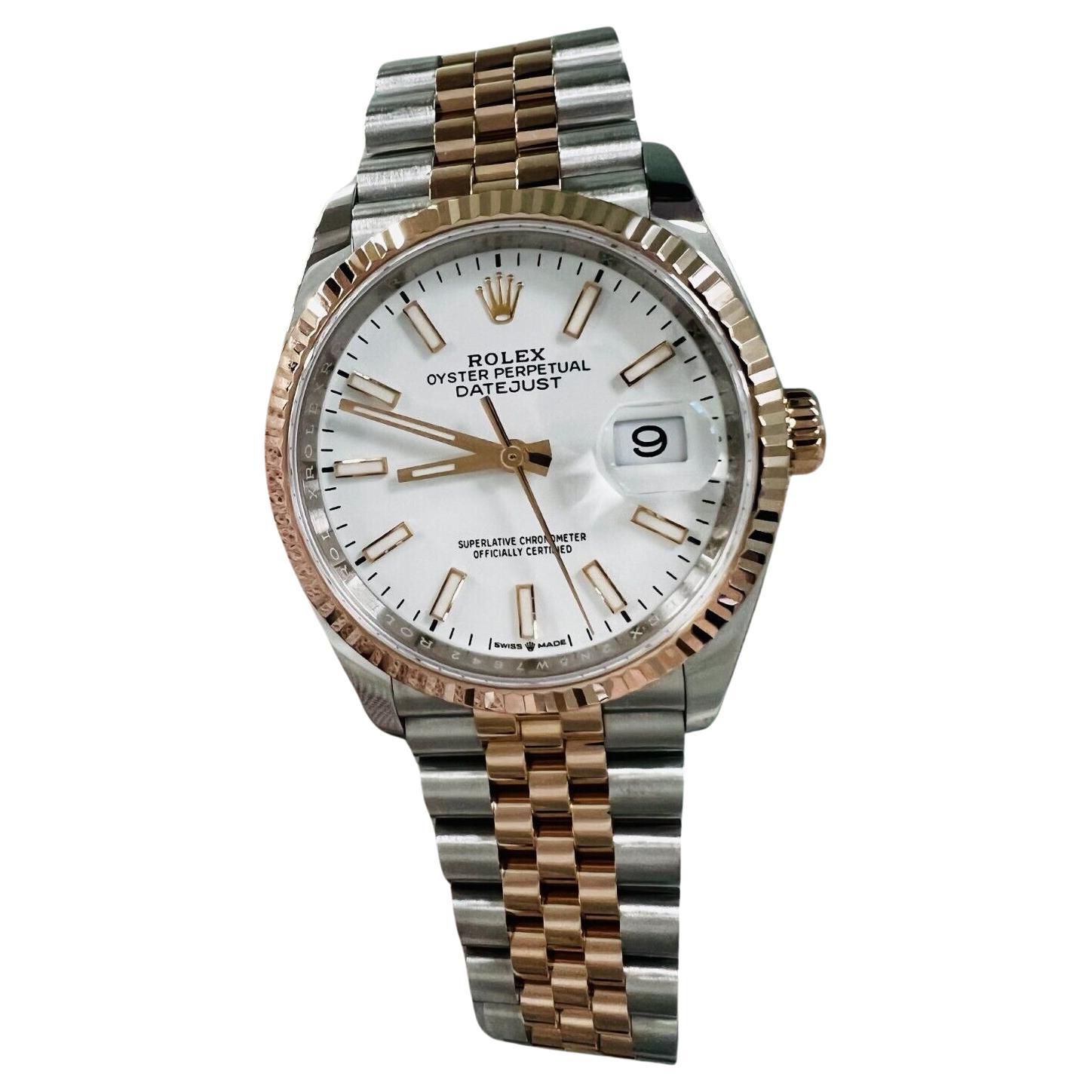 Rolex 126231 Datejust, cadran blanc 18 carats, or rose, acier inoxydable, boîte et papier 2021 