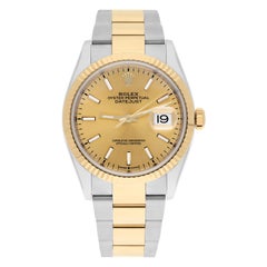 Rolex 126233 Datejust 36mm Two-Tone Yellow Gold Fluted Bezel Champagne Dial