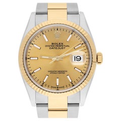 Rolex 126233 Datejust 36mm Two-Tone Yellow Gold Fluted Bezel Champagne Dial