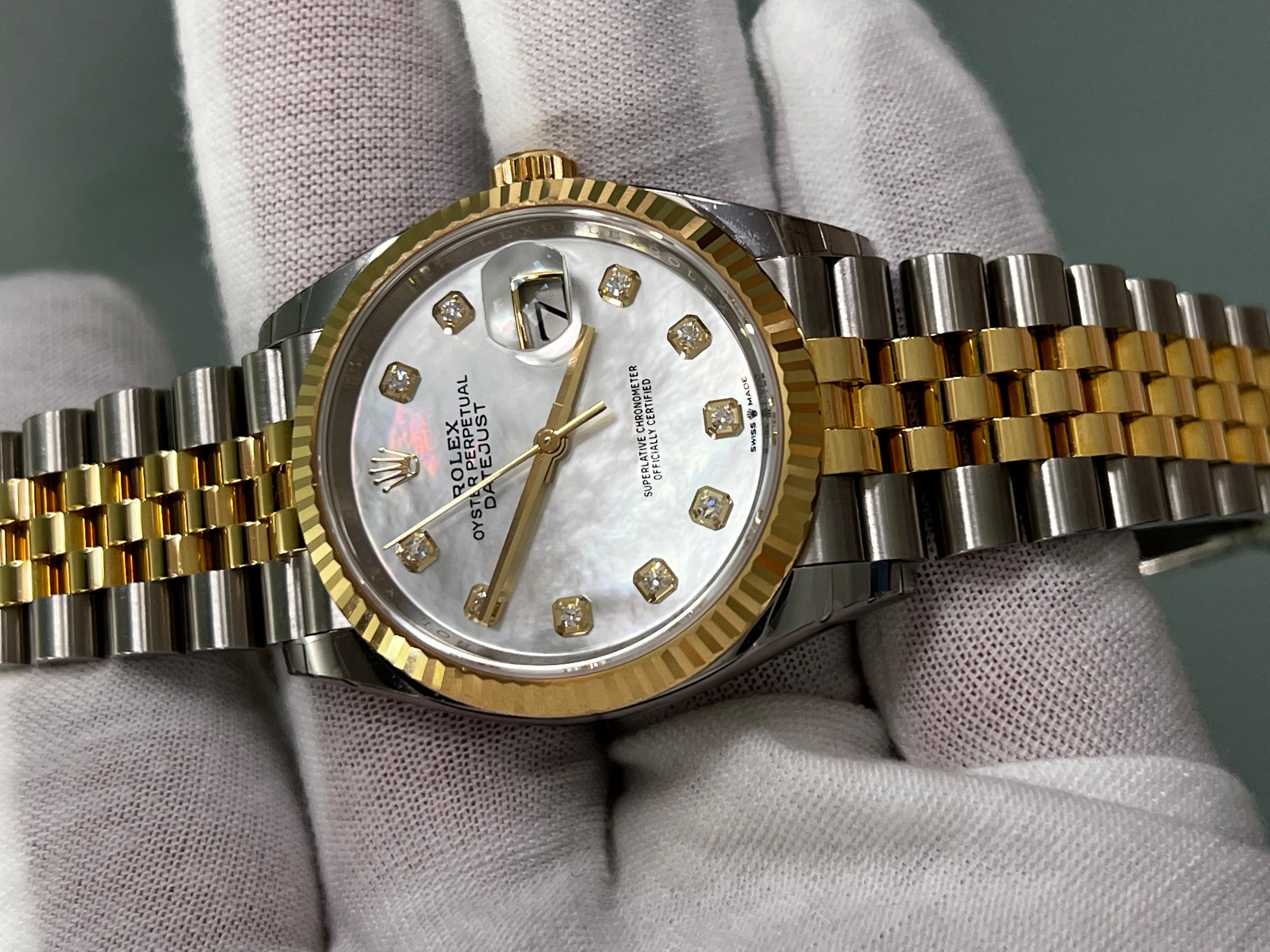 Rolex 126233 Datejust MOP Montre en or 18 carats et acier avec anniversaire STICKERS Jubilee 6
