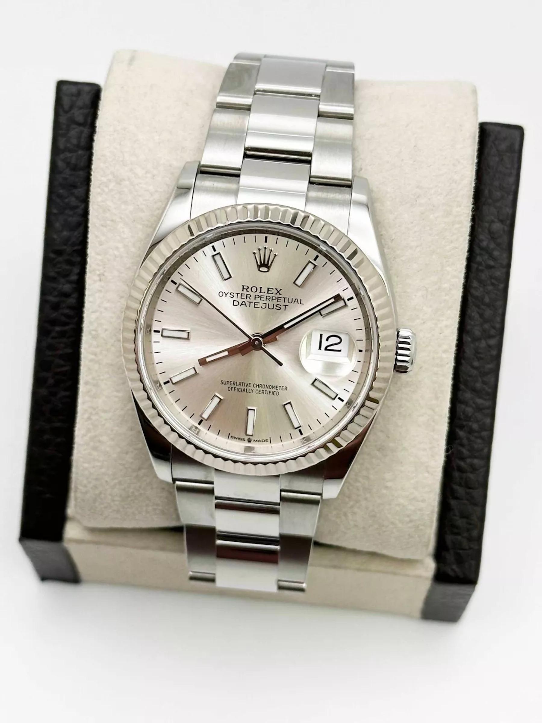 Men's Rolex Datejust 126234 36mm Silver Dial 18K White Gold Stainless Steel For Sale