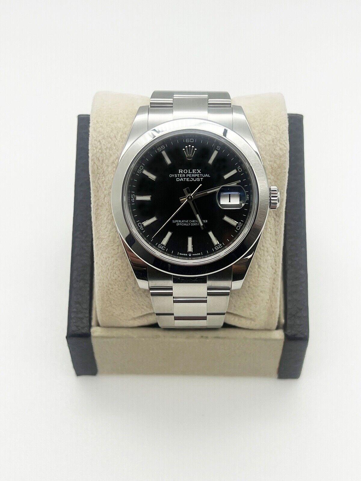 Rolex 126300 Datejust 41 Black Dial Stainless Steel Box Paper In Excellent Condition For Sale In San Diego, CA