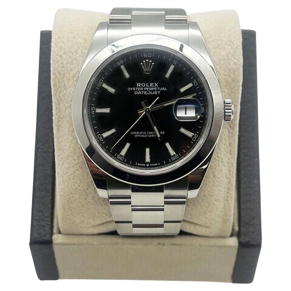 Rolex 126300 Datejust 41 Black Dial Stainless Steel Box Paper For Sale