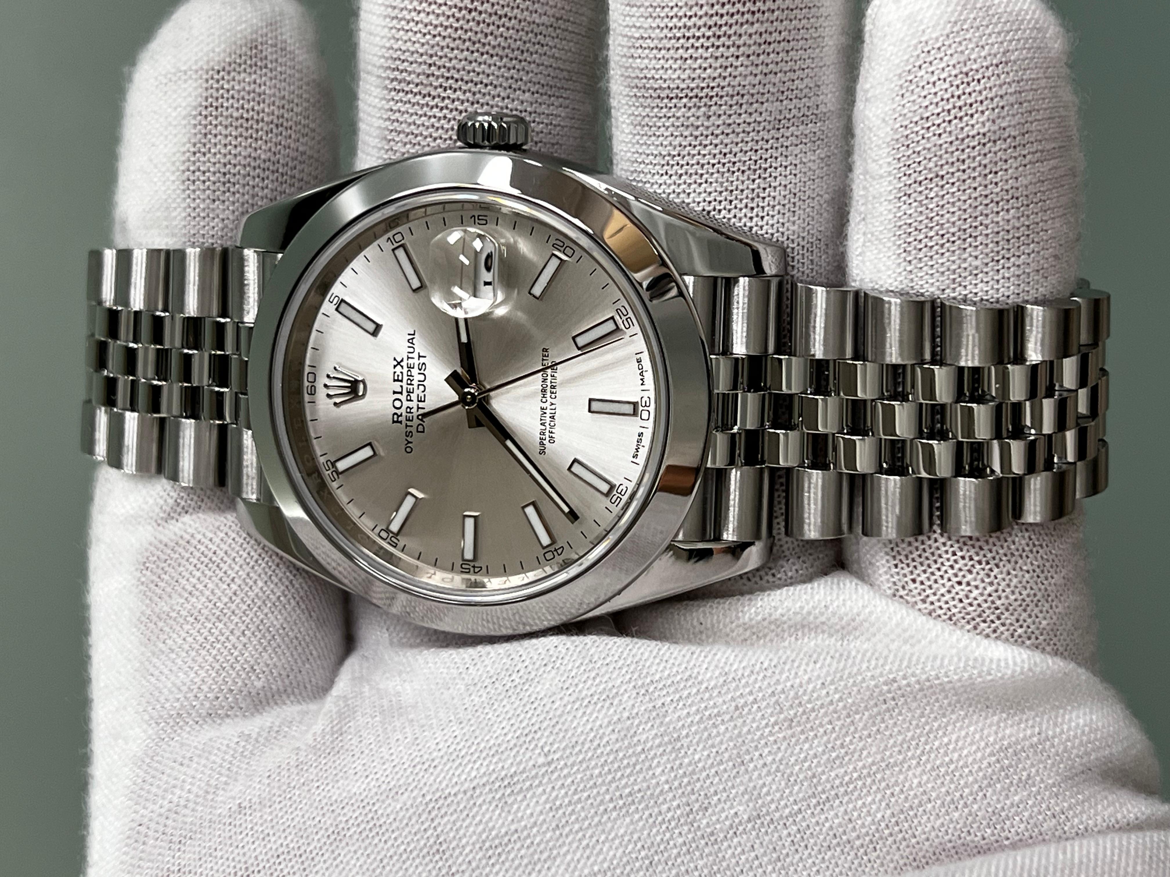 Rolex 126300 Datejust 41 Silber Zifferblatt Edelstahl Box Papier Edelstahl 4