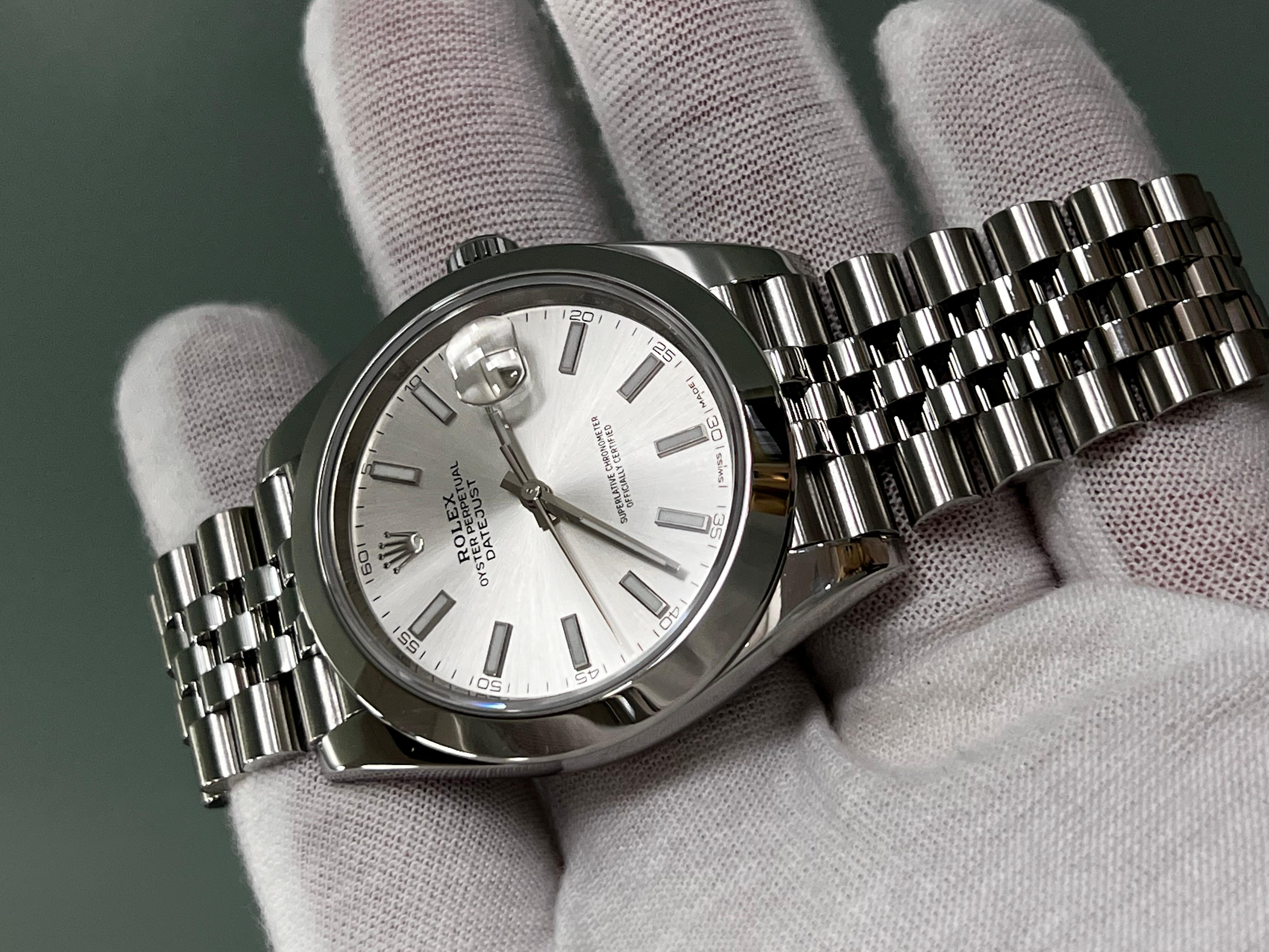 Rolex 126300 Datejust 41 Silber Zifferblatt Edelstahl Box Papier Edelstahl 5