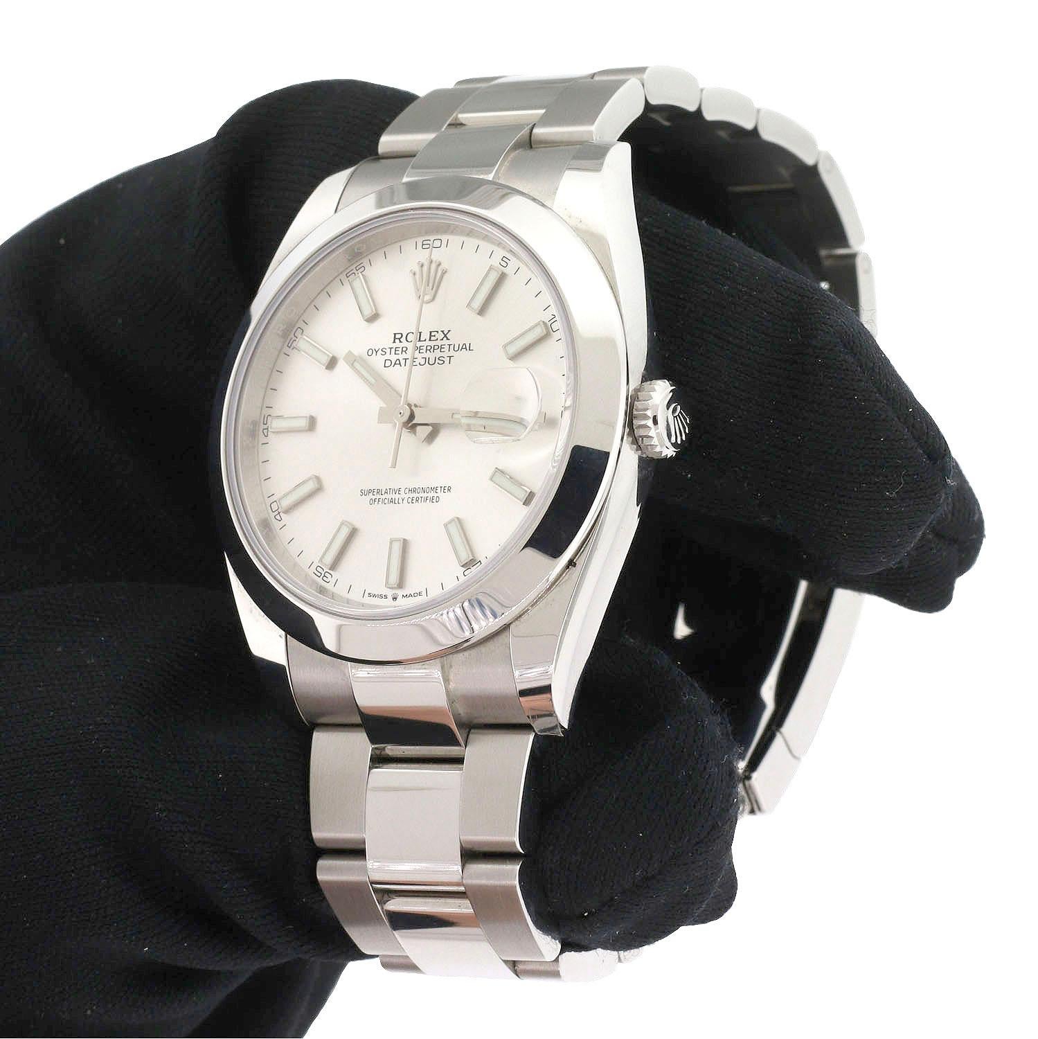 Rolex 126300 Datejust 41 Edelstahl-Uhr mit silbernem Zifferblatt im Angebot 1