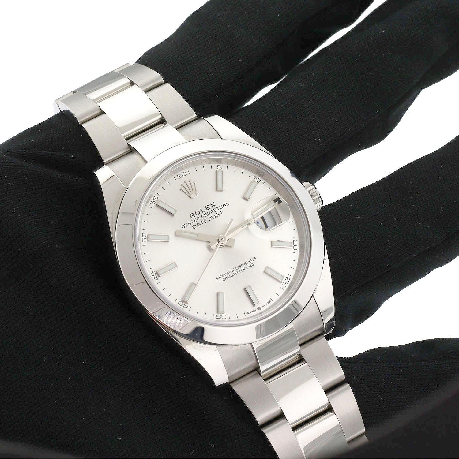 Rolex 126300 Datejust 41 Edelstahl-Uhr mit silbernem Zifferblatt im Angebot 2