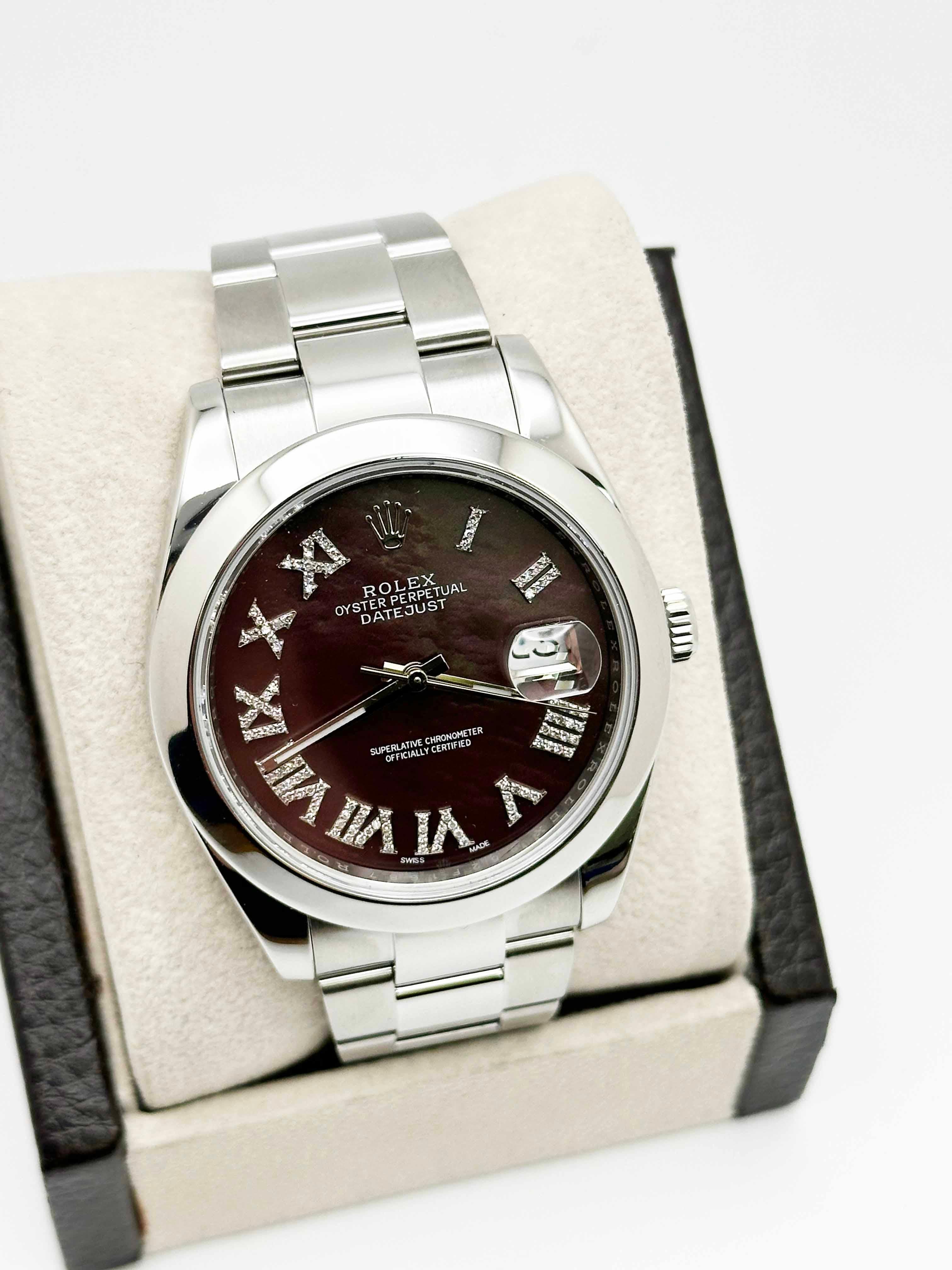 Stilnummer: 126300 

Seriennummer: 952F1***

Jahr: 2017- Jetzt

 Modell: Datejust 41

 MATERIAL des Gehäuses: Rostfreier Stahl 

 Band: Rostfreier Stahl 

 Lünette: Edelstahl 

 Zifferblatt: Individuelles Tahiti-MOP-Zifferblatt mit römischen Ziffern