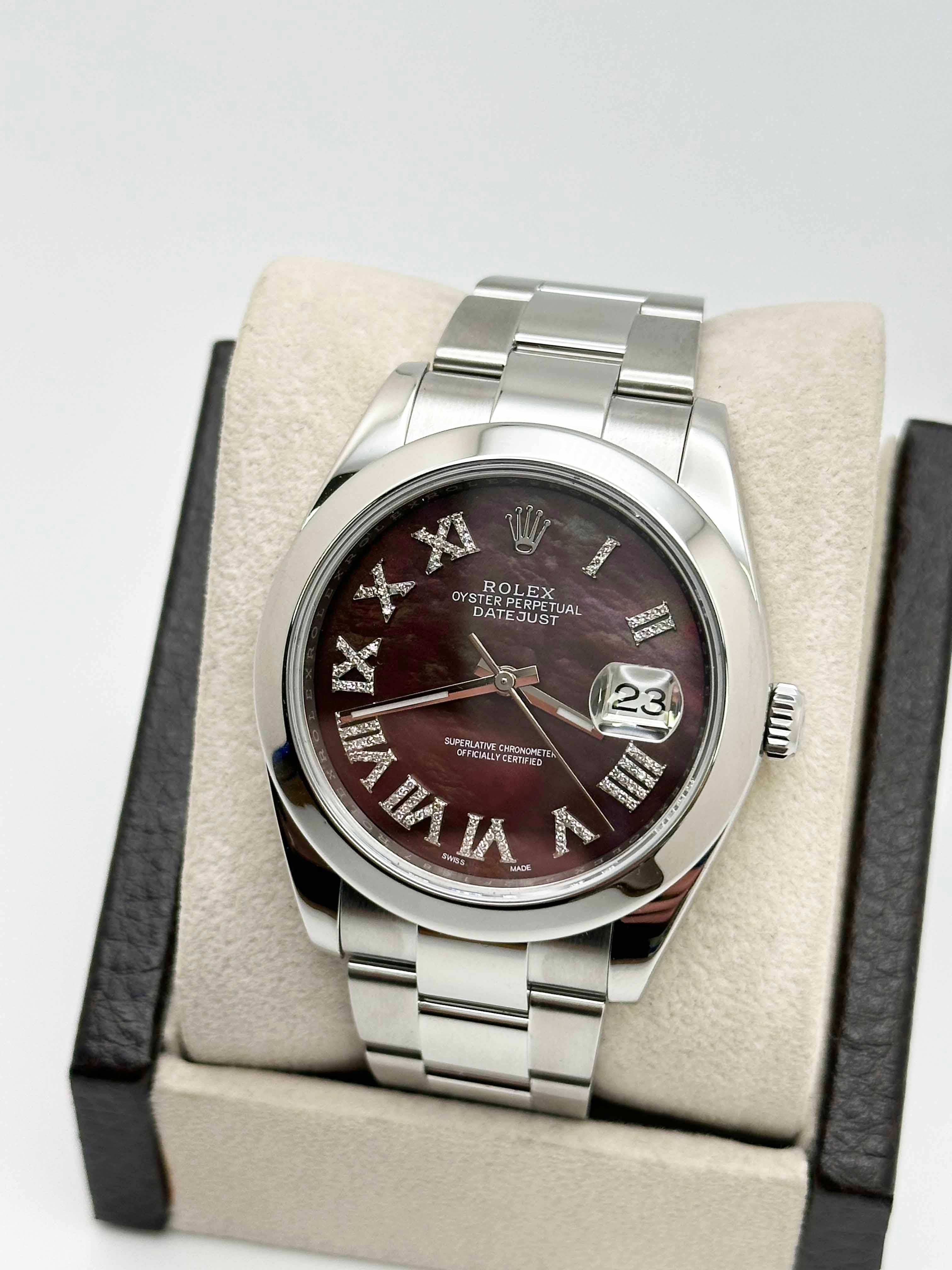 Rolex 126300 Datejust 41 Tahiti-Zifferblatt mit römischen Ziffern aus Edelstahl mit Diamanten und römischen Ziffern im Zustand „Hervorragend“ in San Diego, CA