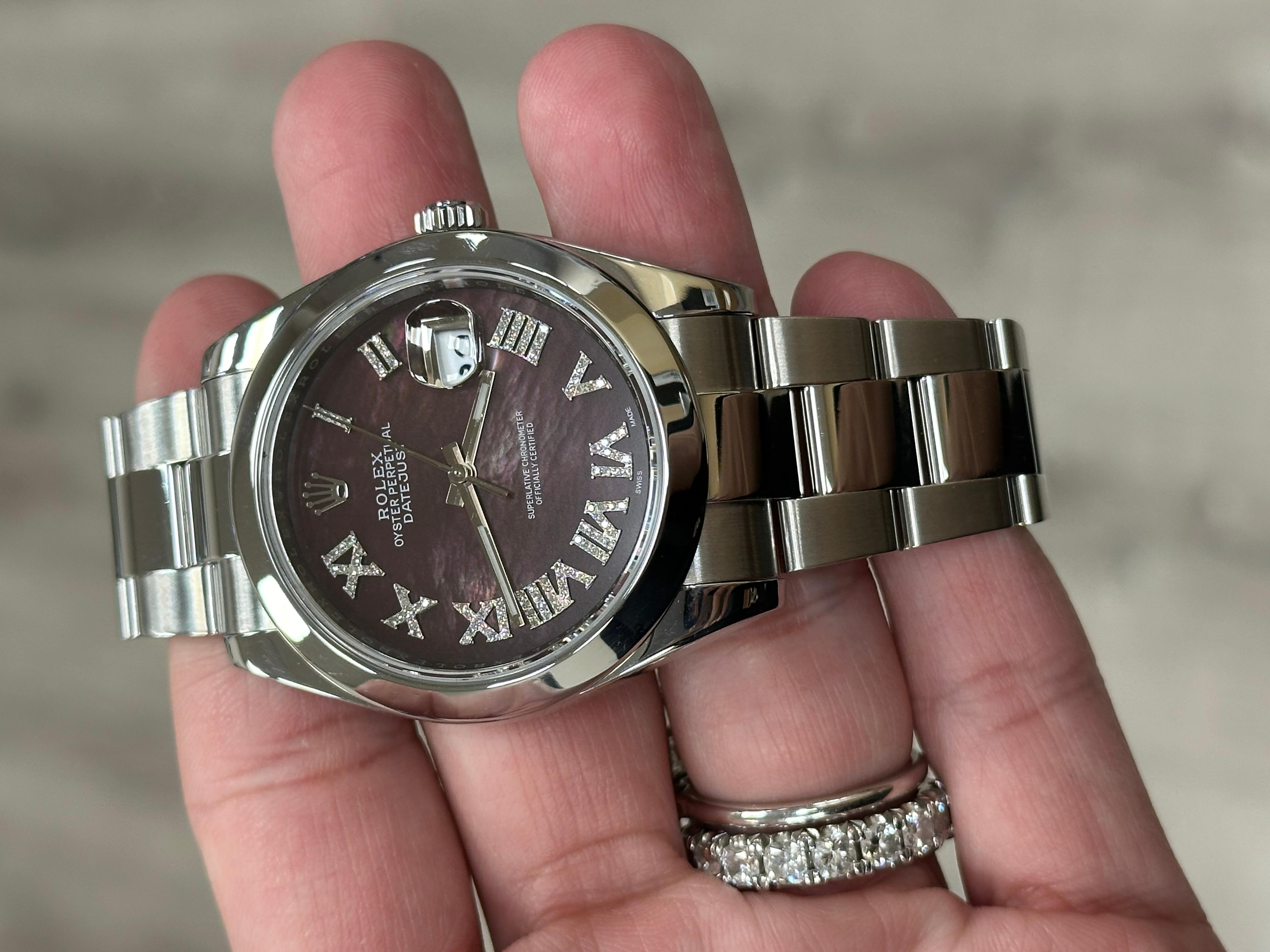Rolex 126300 Datejust 41 Tahiti-Zifferblatt mit römischen Ziffern aus Edelstahl mit Diamanten und römischen Ziffern 1