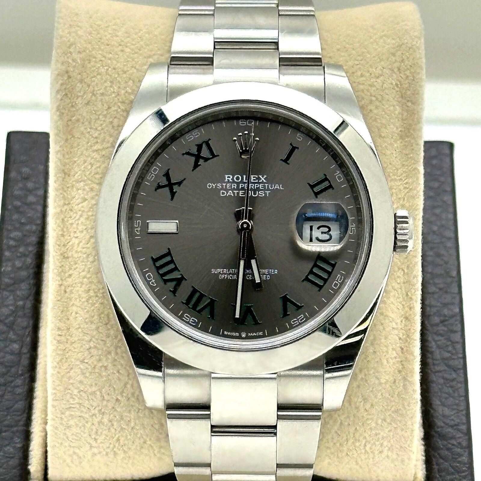 Rolex 126300 Datejust 41 Wimbledon Stainless Steel Box Paper 2021 In Excellent Condition For Sale In San Diego, CA