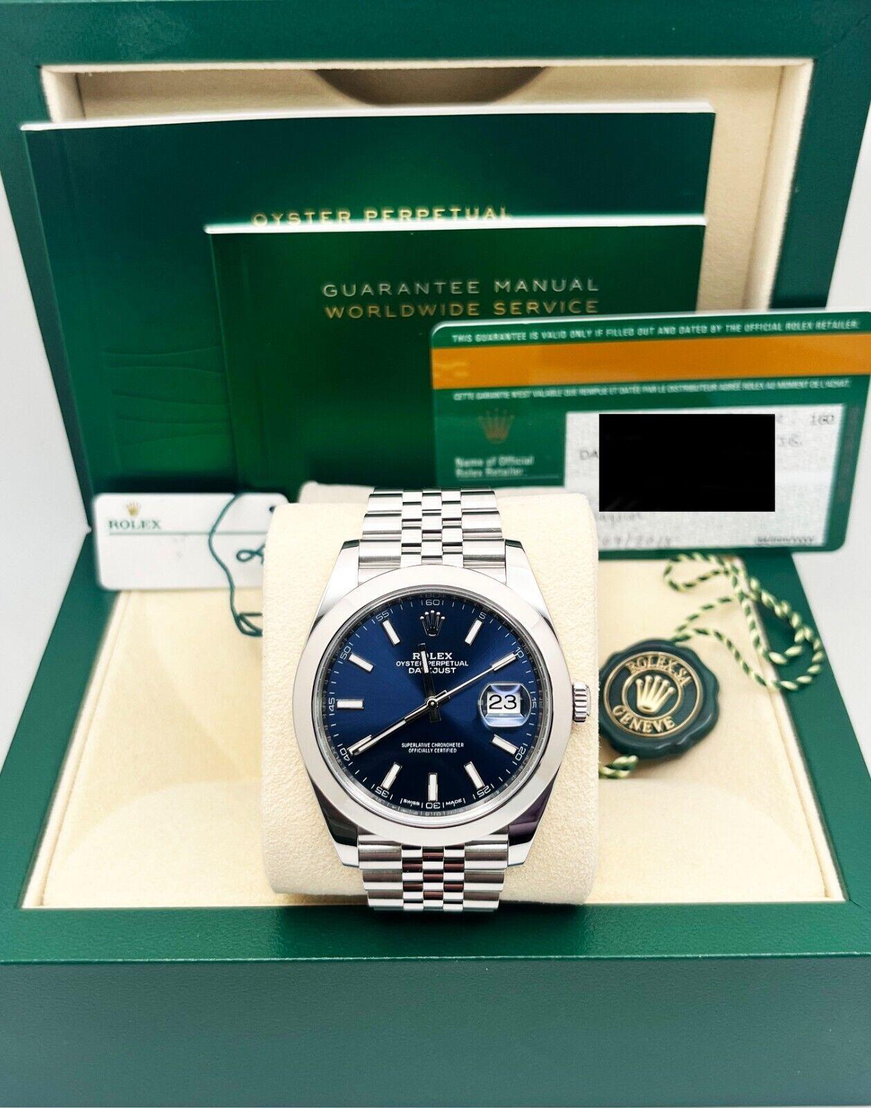 Rolex 126300 Jubilee Datejust 41 Montre en acier inoxydable avec cadran bleu 1