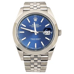 Rolex 126300 Jubilee Datejust 41 Montre en acier inoxydable avec cadran bleu