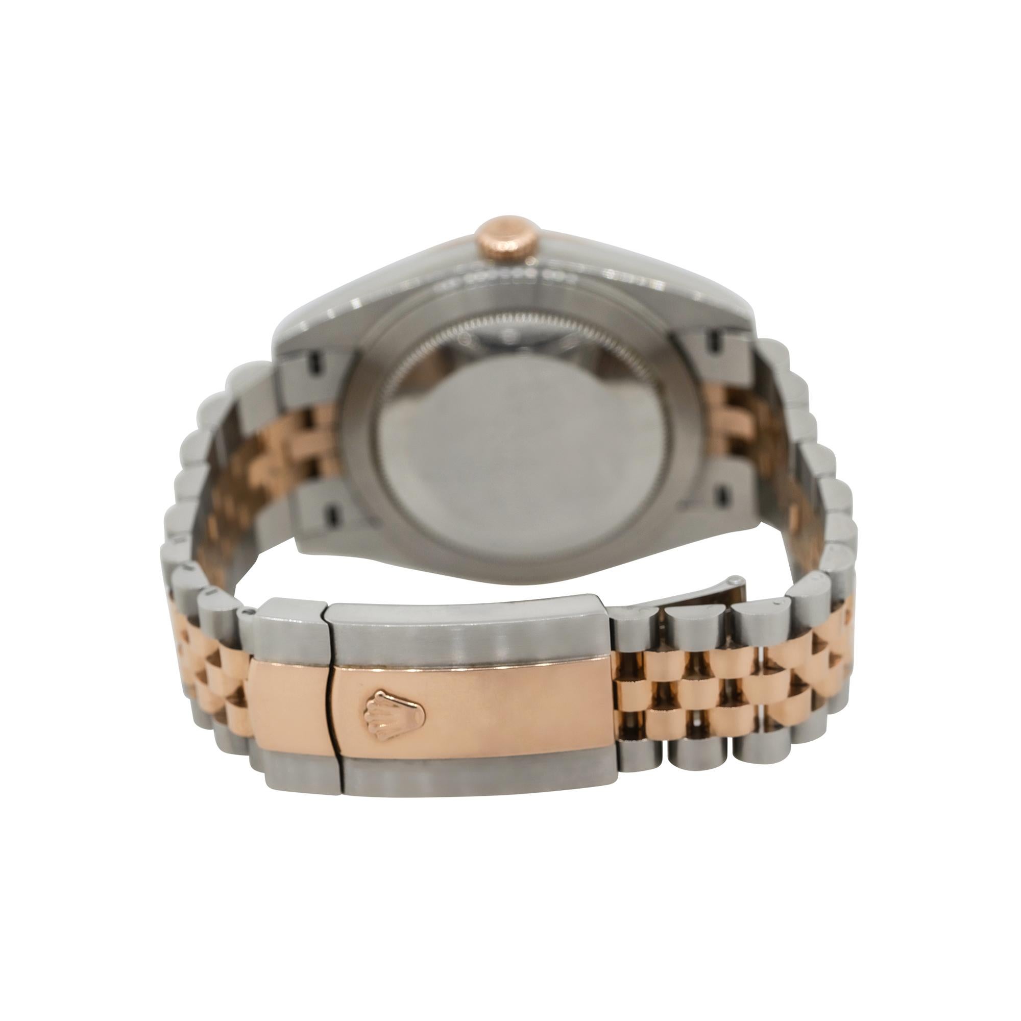 Round Cut Rolex 126301 Datejust 18k Two Tone Diamond Rose Dial Watch
