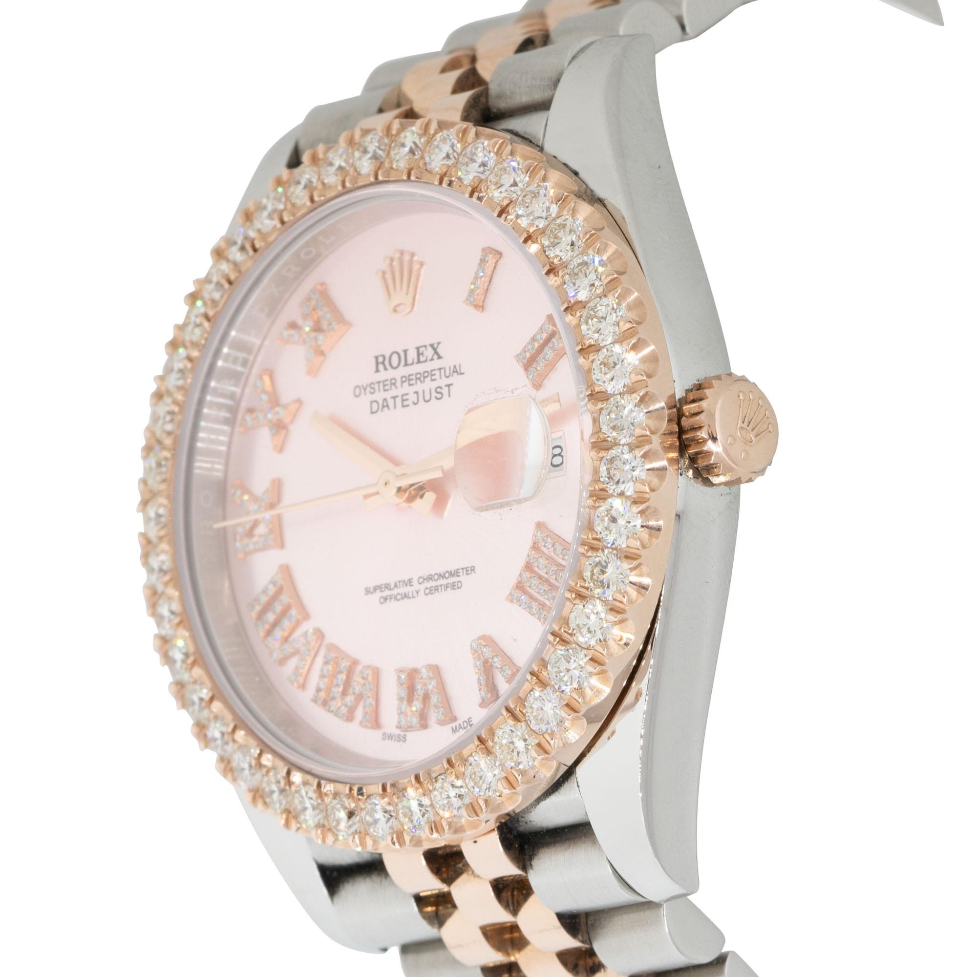 The Rolex 126301 Datejust Two Tone 41mm Rose Dial Diamond Watch is a luxurious and exquisite timepiece that effortlessly blends style with opulence. This watch features a 41mm case with a harmonious two-tone combination of stainless steel and