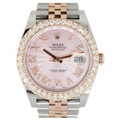 Rolex 126301 Datejust Two Tone 41mm Rose Dial Diamond Watch